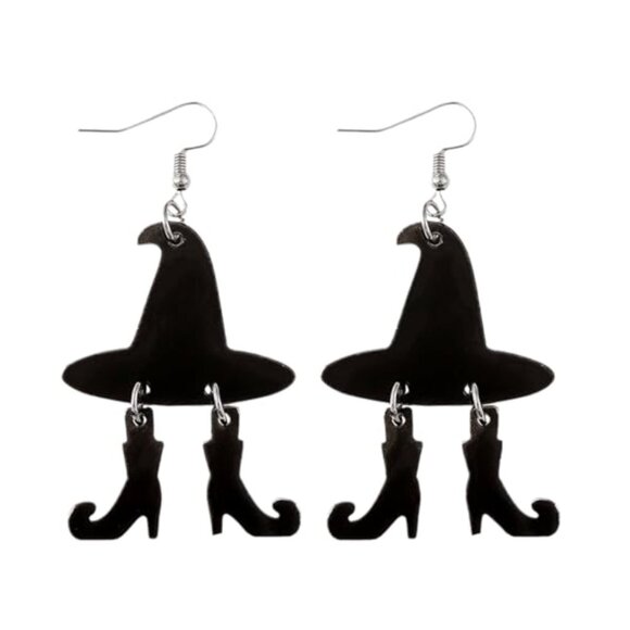 Witch Hat and Legs Halloween Fall Earrings - Picture 3 of 5